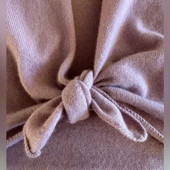 Garnet Hill Cashmere Mauve Lavender Tie Front Cardigan Sweater - Picture 5 of 11